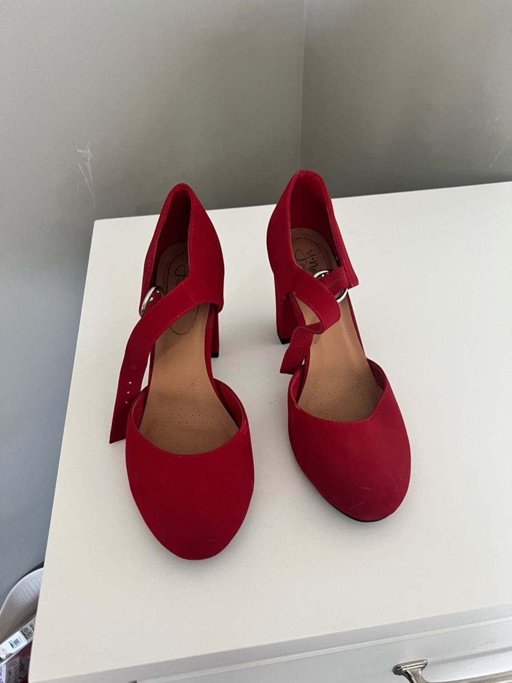 Women’s Red Mary Jane Block Heel Pumps